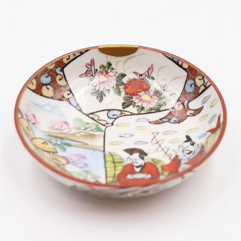 金継ぎ】手描き 色絵 九谷焼 豆皿 天塩皿 縁起物 かわいい 大正 金継ぎ】手描き 色絵 九谷焼 豆皿 天塩皿 縁起物 かわいい 大正