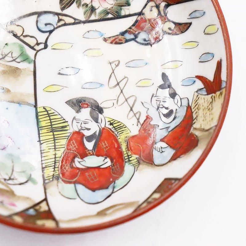 九谷焼 手描き色絵 豆皿 大正アンティーク