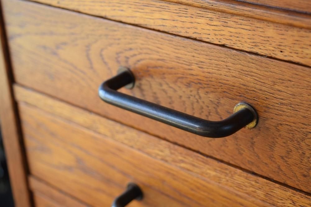 アンティーク オーク製 1940年代 レザートップデスク