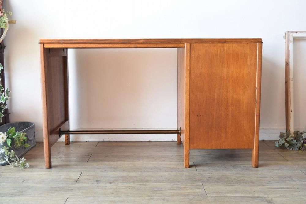 アンティーク オーク製 1940年代 レザートップデスク