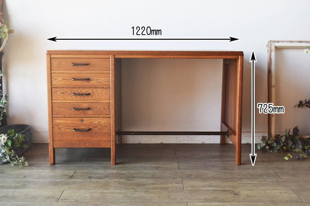 アンティーク オーク製 1940年代 レザートップデスク