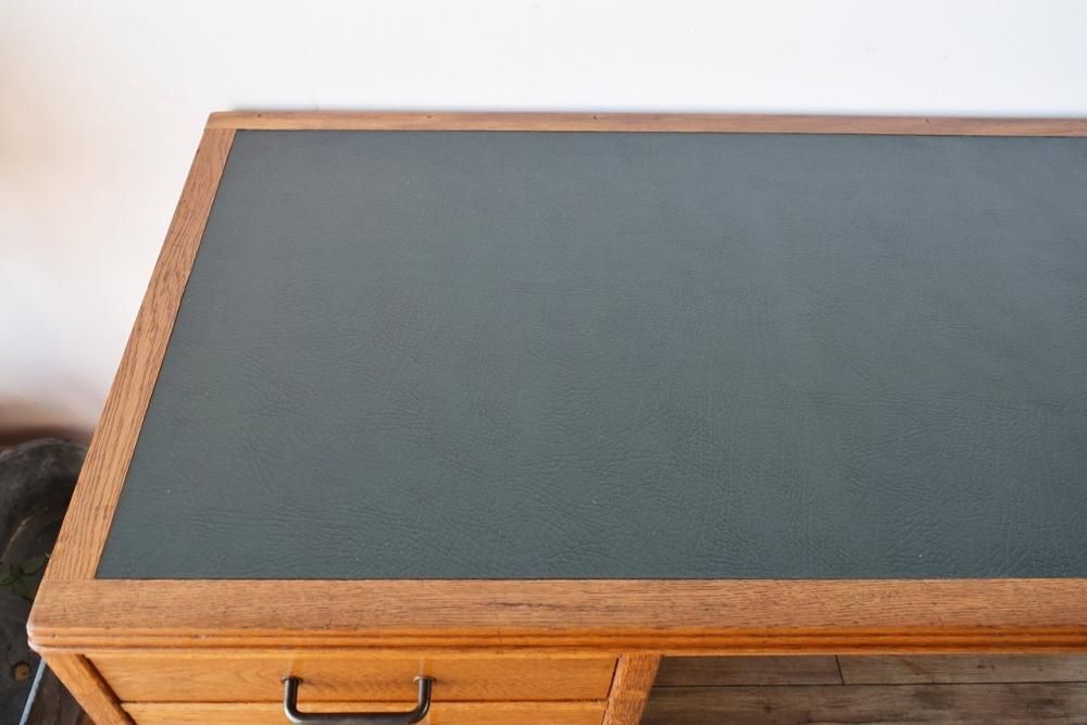 アンティーク オーク製 1940年代 レザートップデスク