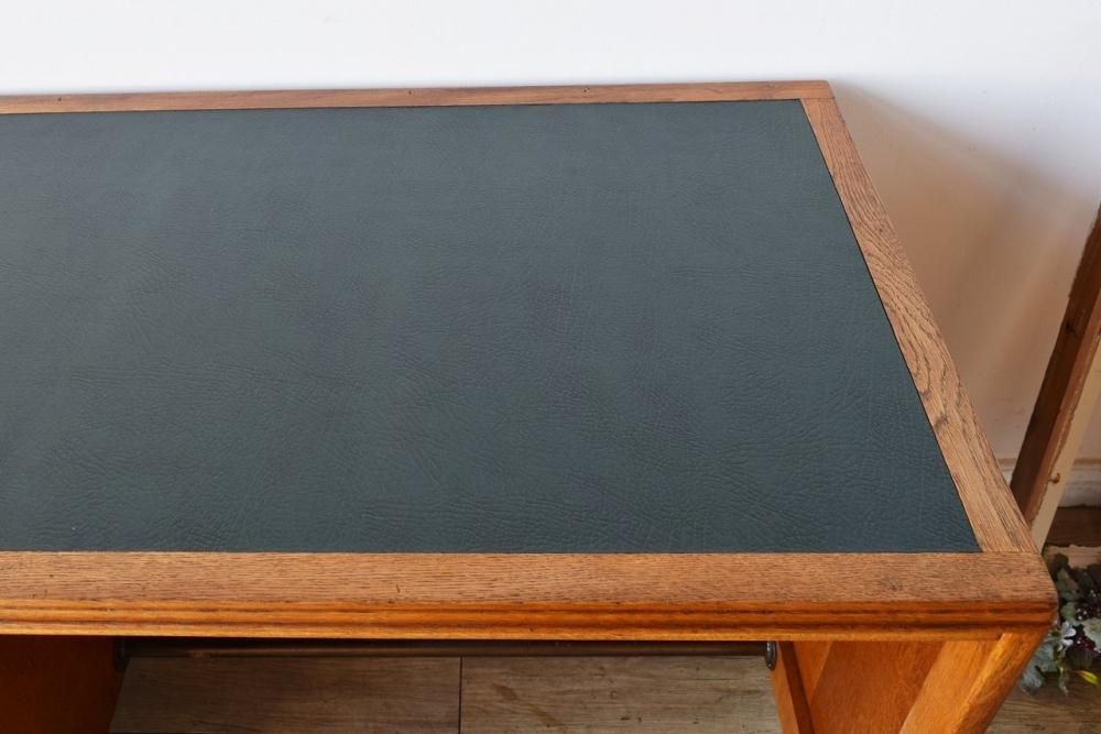 アンティーク オーク製 1940年代 レザートップデスク