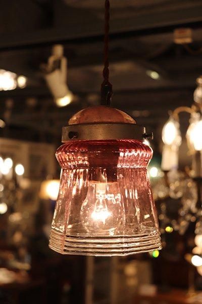 LED球付き】1920年代 イギリスアンティーク クランベリーグラス LED球付き】1920年代 イギリスアンティーク クランベリーグラス