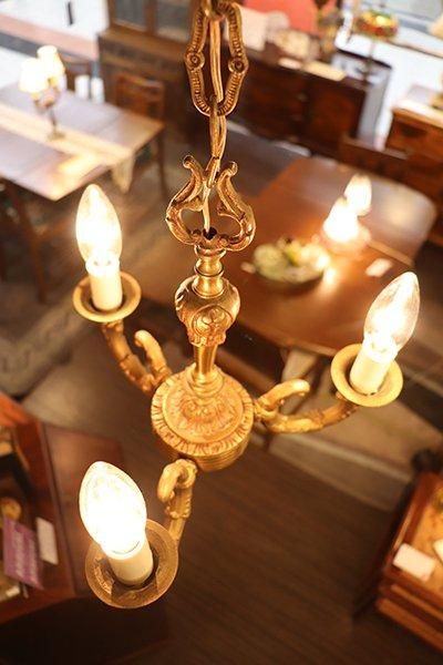 フランス製 19世紀初期 ブロンズシャンデリア LED球付き