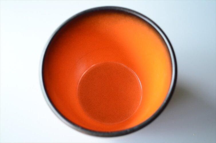ドイツから きれいなオレンジの釉薬 ヴィンテージ 陶器の鉢 鉢