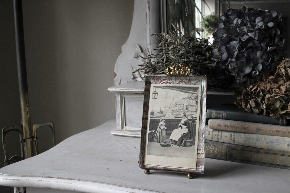 ♡フランスアンティークヴィンテージ素敵なリボンミニフォトフレームブロカント蚤の市 ♡フランスアンティークヴィンテージ素敵なリボンミニフォト