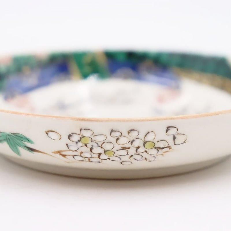 骨董品　九谷焼　古九谷　皿　丸皿　手描き　鳩　鶉　花　金　4枚セット　ビンテージ 骨董品 九谷焼 古九谷 皿 丸皿 手描き 鳩 鶉 花 金 4枚セット