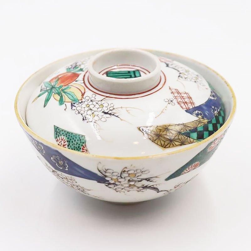 和食器　松谷窯　内染付　陶漆　蓋物　蓋碗　５客　共箱　M　R8058C 和食器 松谷窯 内染付 陶漆 蓋物 蓋碗 5客 共箱 M R8058C 工芸品