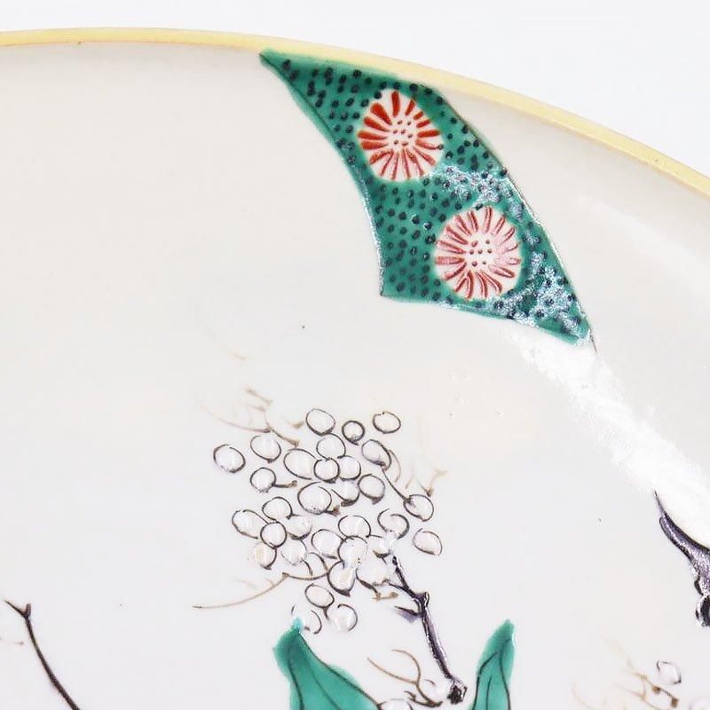 アンティーク 九谷焼 七寸皿 手描き 美しい骨董品