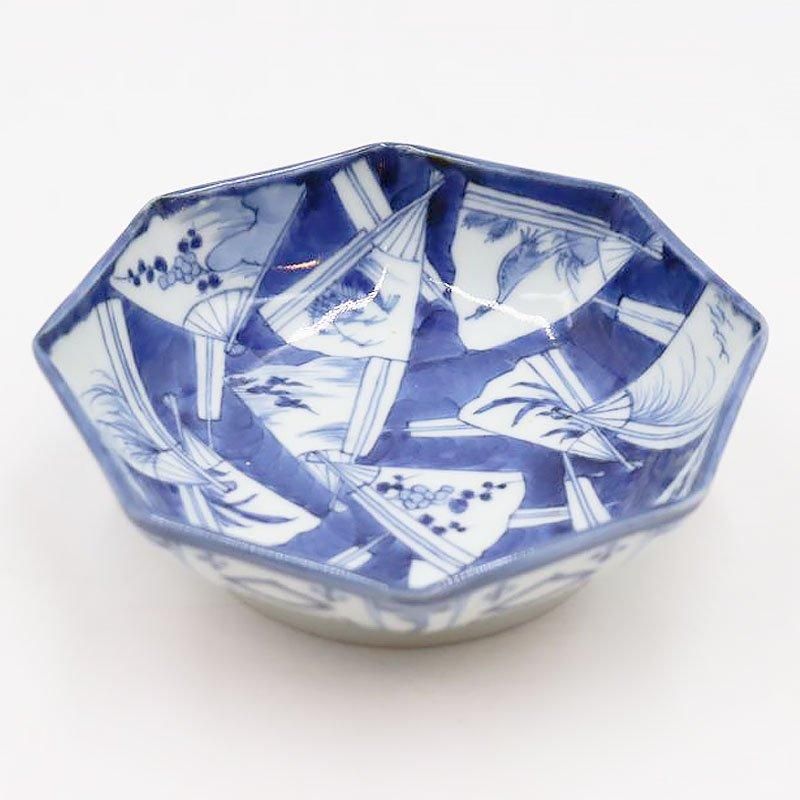 手描き 染付 八角 なます皿 生酢皿 向付 呉須 藍色 和食器 大正 手描き 染付 八角 なます皿 生酢皿 向付 呉須 藍色 和食器 大正