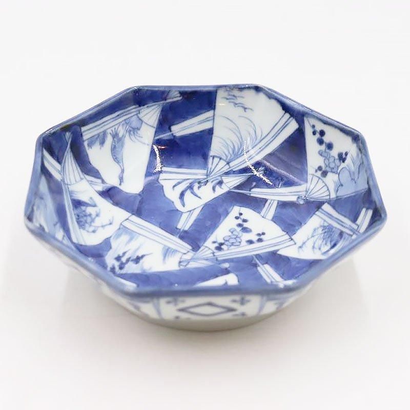 手描き 染付 八角 なます皿 生酢皿 向付 呉須 藍色 和食器 大正 手描き 染付 八角 なます皿 生酢皿 向付 呉須 藍色 和食器 大正