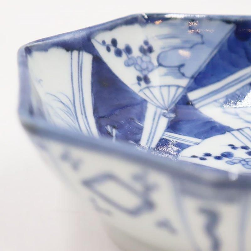 手描き 染付 八角 なます皿 生酢皿 向付 呉須 藍色 和食器 大正 手描き 染付 八角 なます皿 生酢皿 向付 呉須 藍色 和食器 大正