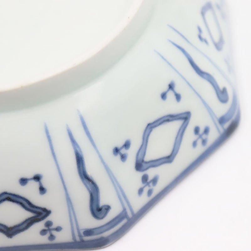 手描き 染付 八角 なます皿 生酢皿 向付 呉須 藍色 和食器 大正 手描き 染付 八角 なます皿 生酢皿 向付 呉須 藍色 和食器 大正