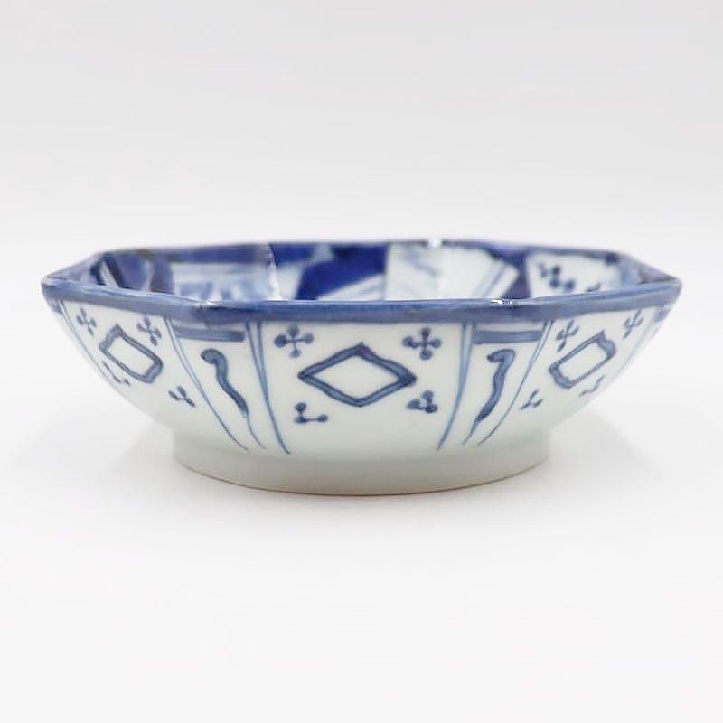 手描き 染付 八角 なます皿 生酢皿 向付 呉須 藍色 和食器 大正 手描き 染付 八角 なます皿 生酢皿 向付 呉須 藍色 和食器 大正