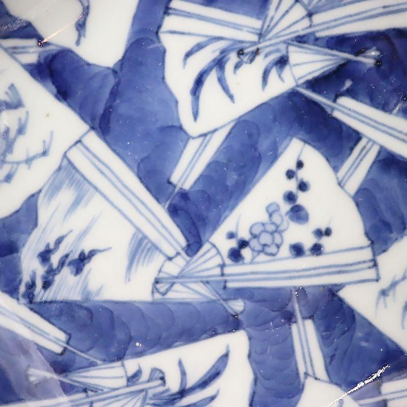 美品 陶器 年代物 盛り皿 飾り絵皿 藍の色合いが素晴らしい