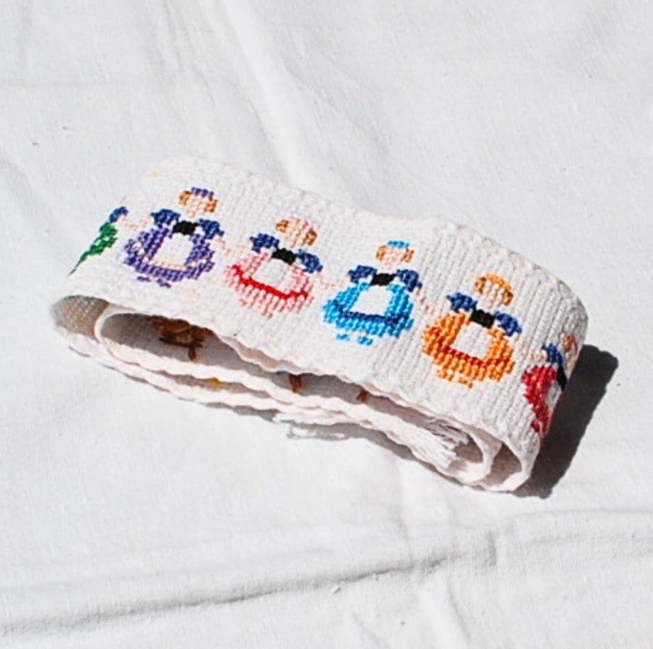 クロスステッチ刺繍ボーダーテープリボン 女の子 46cm - ANTIQUE