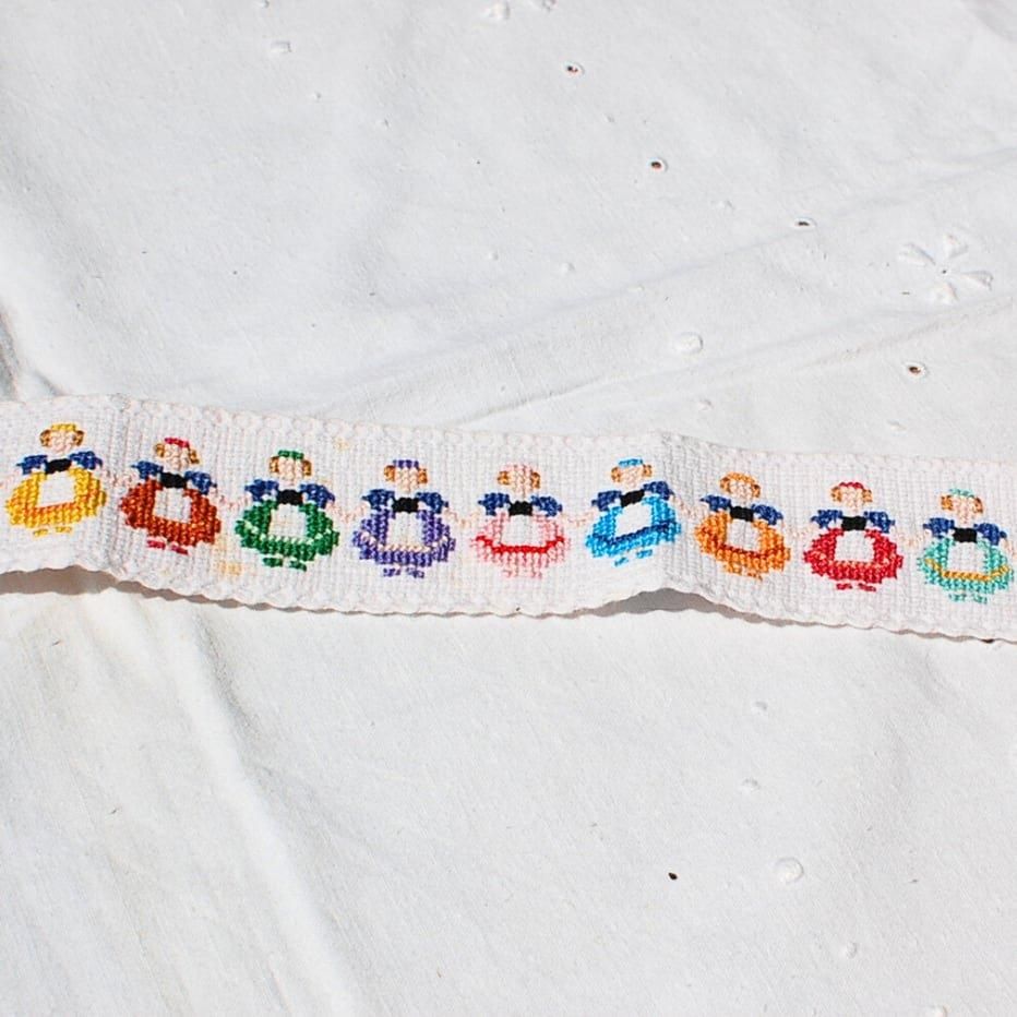 【T-ポイント5倍】 クロスステッチ刺繍ボーダーテープリボン 女の子 46cm - ANTIQUE クラフト・布製品