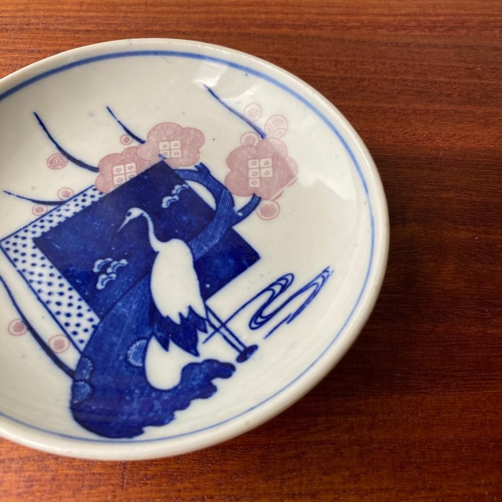 印判　小皿　獅子　染付　花唐草　銘　明治　大正 印判 小皿 獅子 染付 花唐草 銘 明治 大正 Antique Sam's