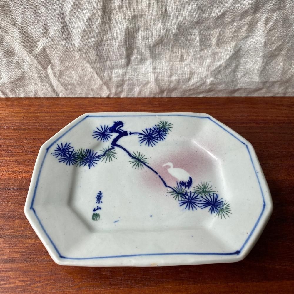 長皿 竹ニ雀の図