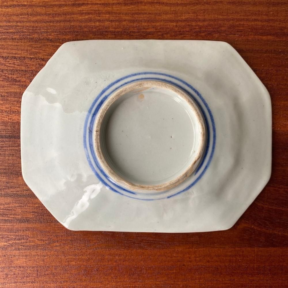 大正時代頃の鶴と松の角皿 昭和風