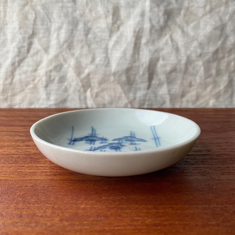 中国　清時代　染付　竹紋小皿5点　成化年製　新渡　送料込み251101 明治時代頃の竹と雀の小皿 朝顔柄