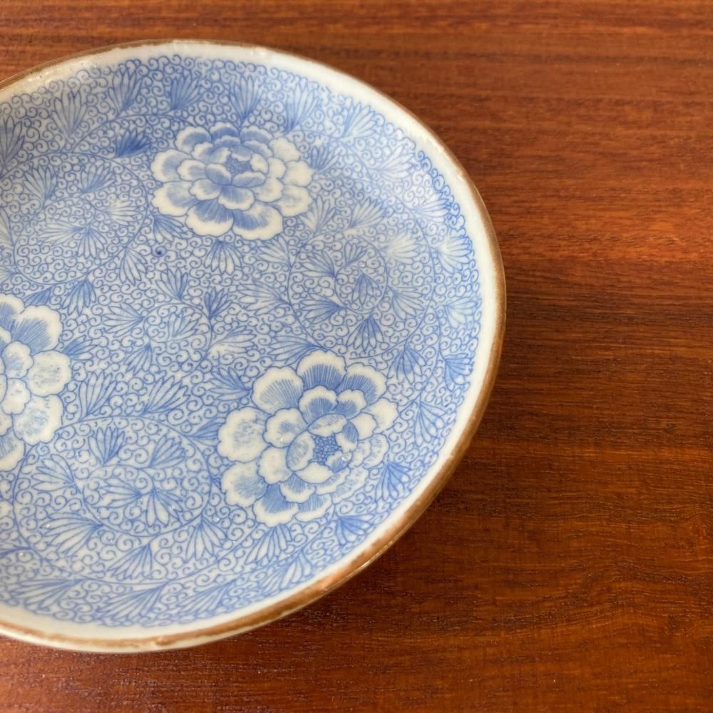 なます皿　色絵付　印判　変わり図柄　明治　大正　モダン唐草　2枚　欠け　ロ号 CATEGORY なます皿 | 吉祥寺PukuPuku