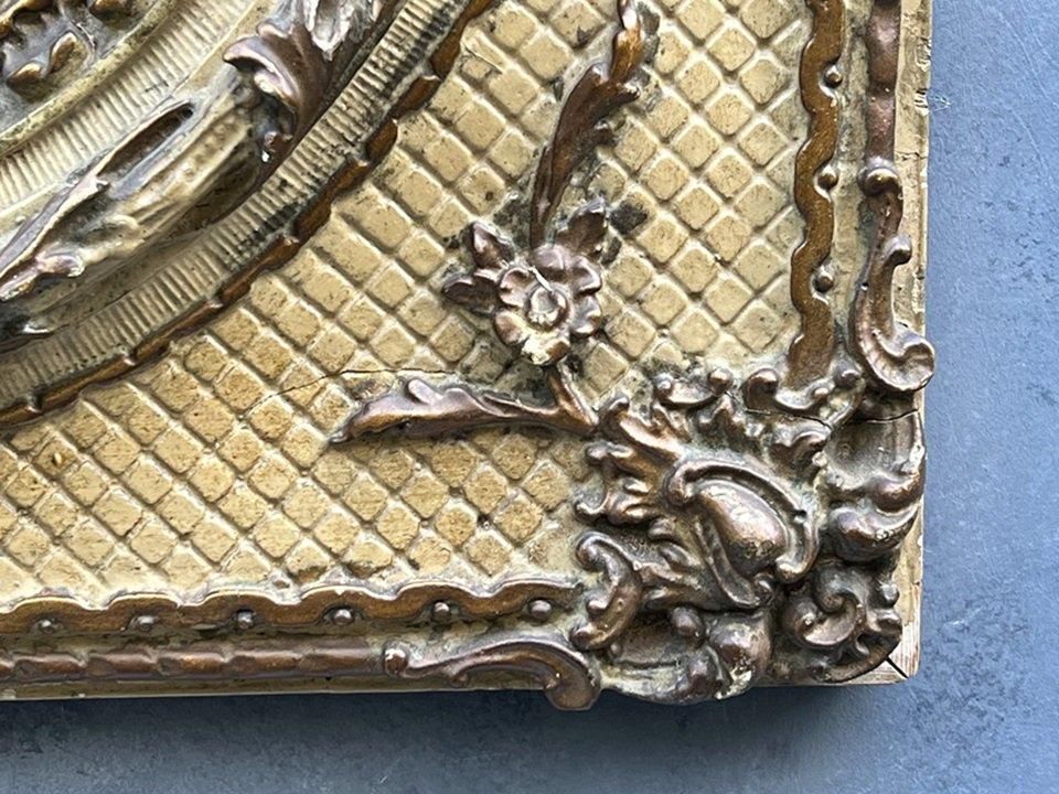 フランス製ロココアンティークゴールドミラー