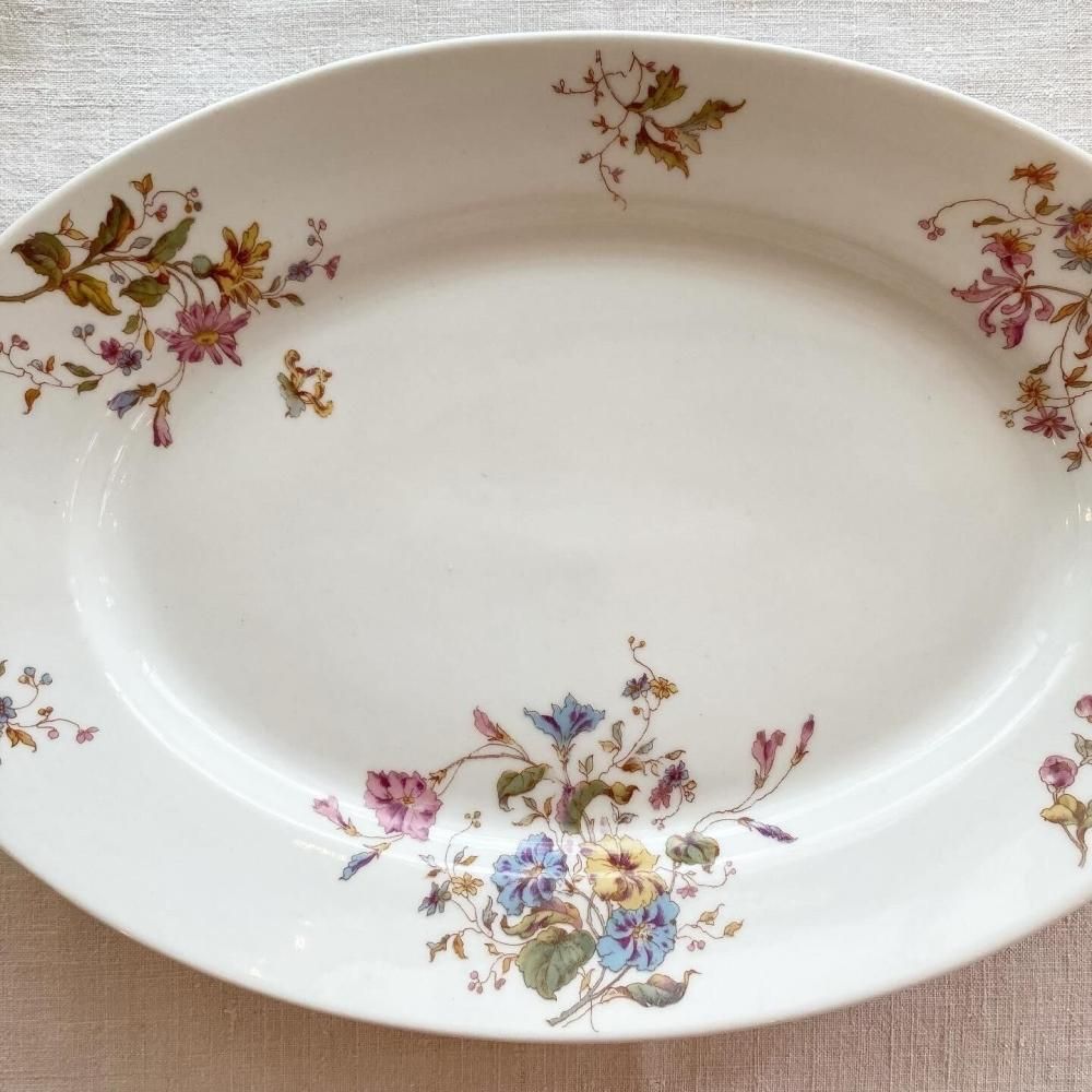 フランス直輸入 アンティーク花柄オーバル皿