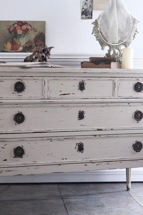 フランスアンティーク 3段チェスト ホワイトペイント