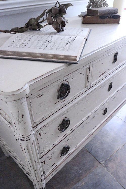 フランスアンティーク 3段チェスト ホワイトペイント