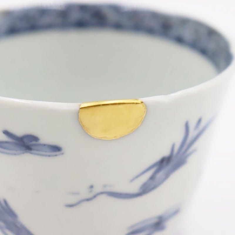 金継ぎ】手描き 染付 湯呑 蕎麦猪口 カップ 小鉢 骨董 和食器 金継ぎ】手描き 染付 湯呑 蕎麦猪口 カップ 小鉢 骨董 和食器