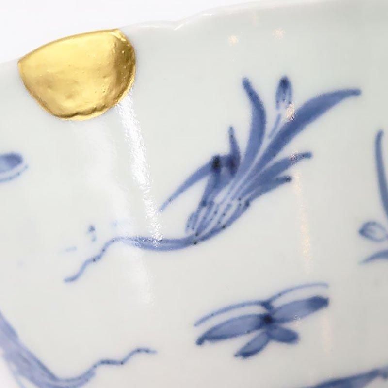 古伊万里 蕎麦猪口 金継ぎ 美品 江戸初期 なでしこ 間下紗卍金