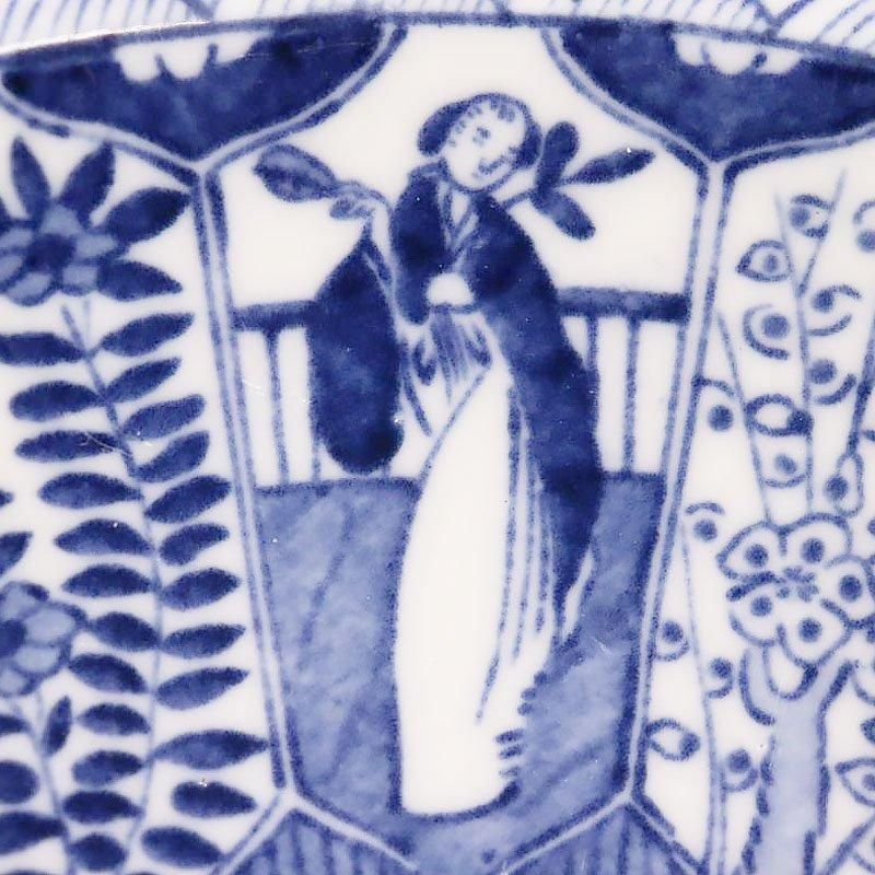 昭和初期アンティーク美人花柄盛り鉢 高杯コンポート