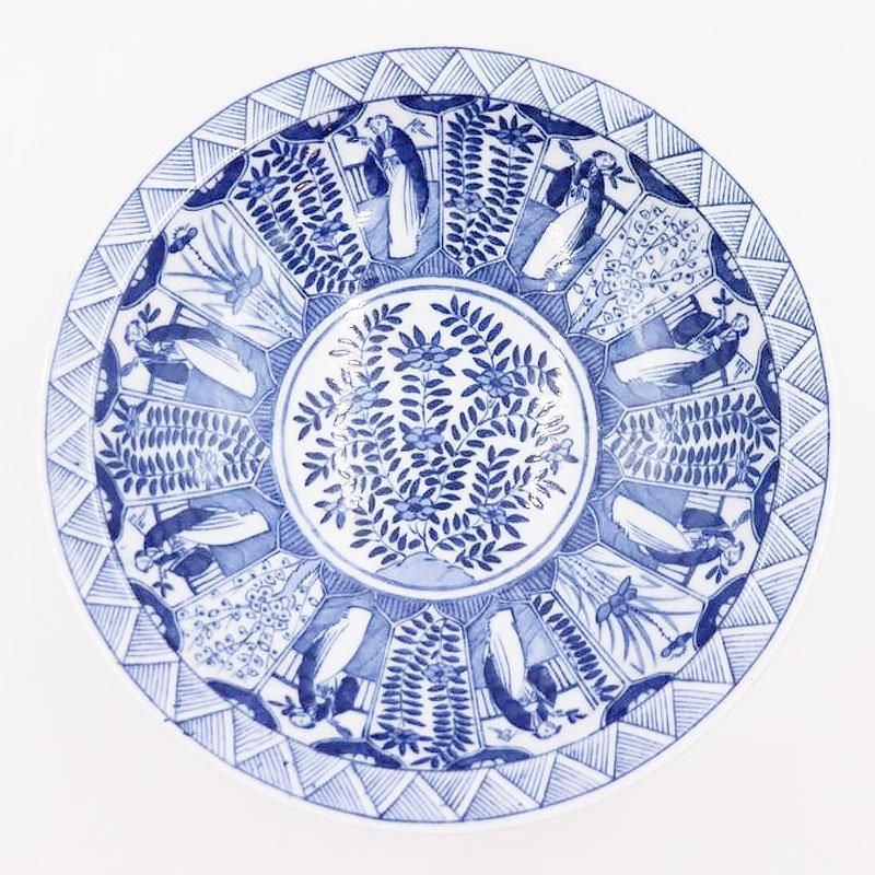 昭和初期アンティーク美人花柄盛り鉢 高杯コンポート