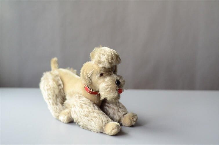 アンティーク プードル？ PULL TOY 犬ぬいぐるみアンティーク