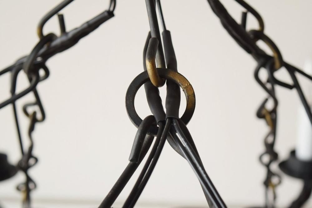 アイアン　シャンデリア　10灯　廃盤品 IND-008-6 アイアンシャンデリア6灯 ブラック LED 6灯 6灯