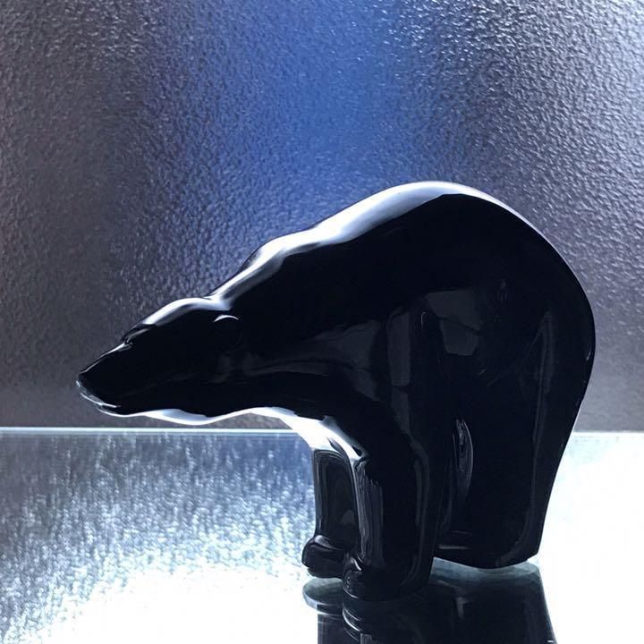 希少なバカラ黒クリスタル熊ジョルジュシュヴァリエ作品