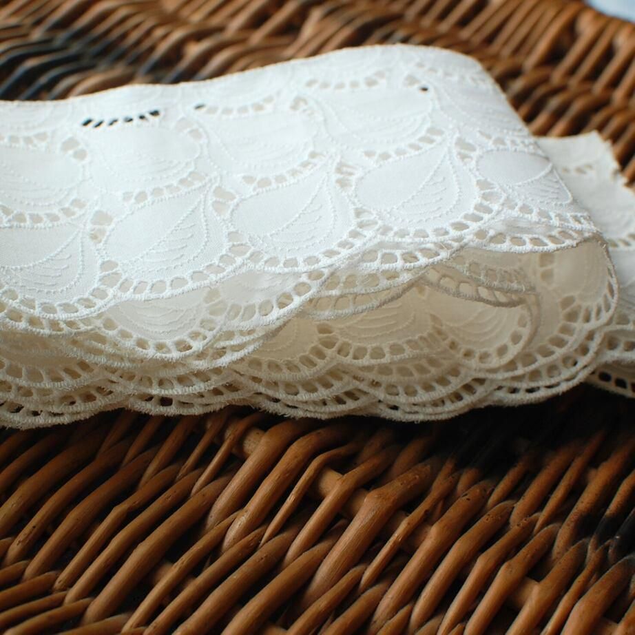 アンティークカットワークレース 50cmカット 幅8cm - ANTIQUE LEAVES アンティークカットワークレース 50cmカット 幅8cm - ANTIQUE LEAVES