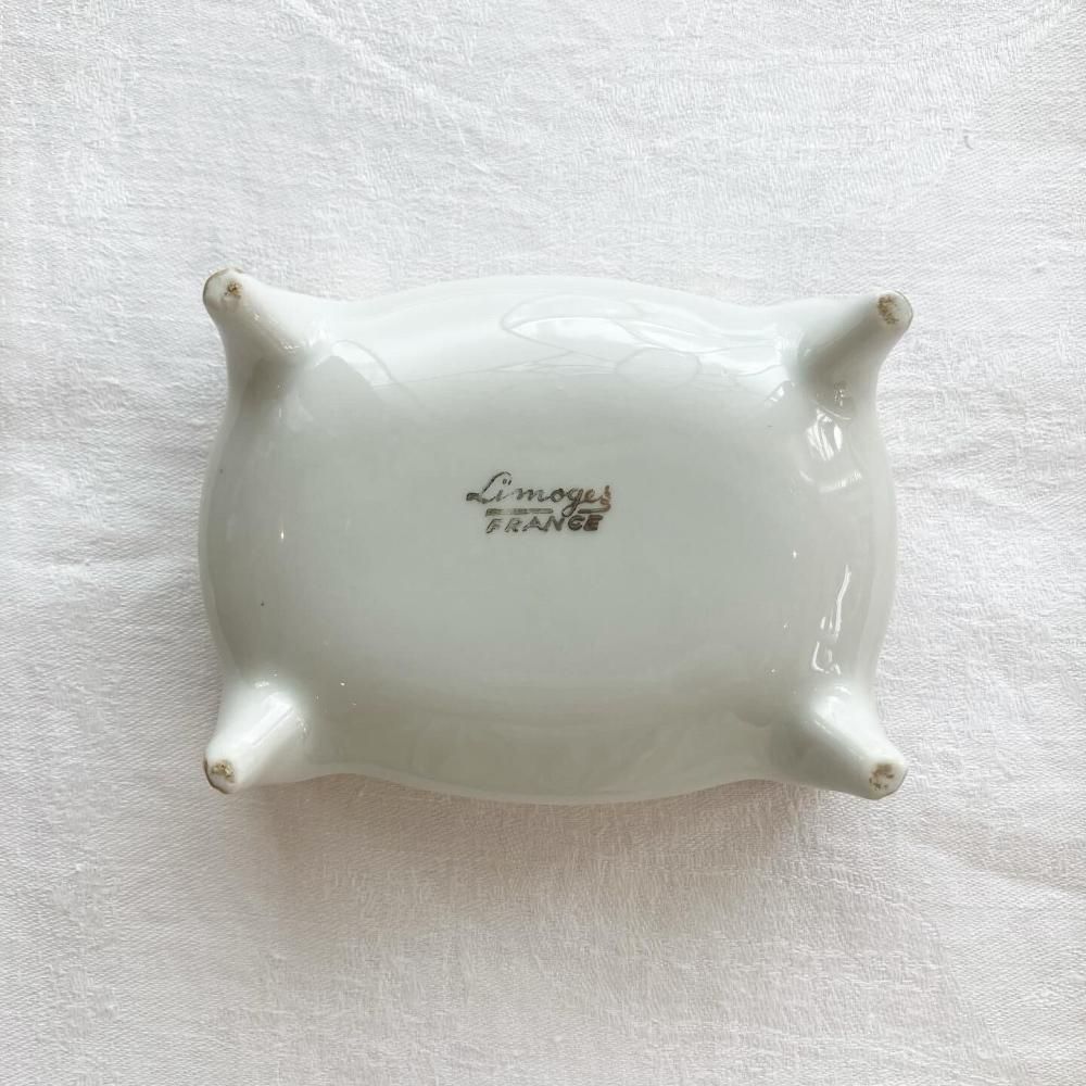 アンティーク フランス リモージュ 陶器小物入れ スミレの花