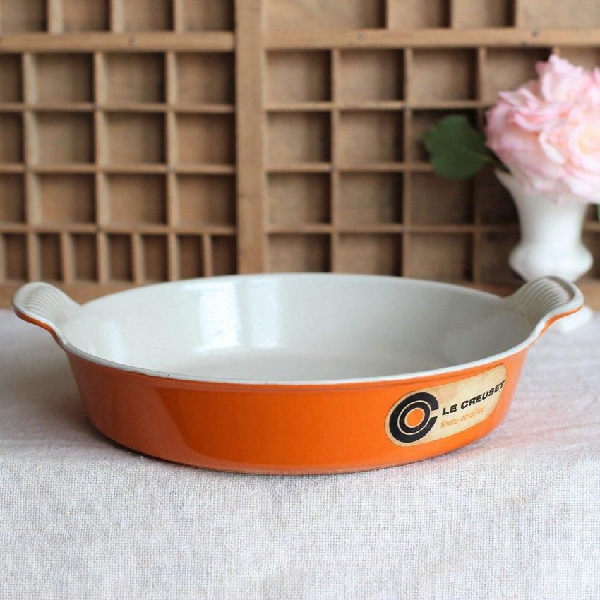 フランス ビンテージ LE CREUSET ホーロー鋳物 ルクルーゼのグラタン皿 