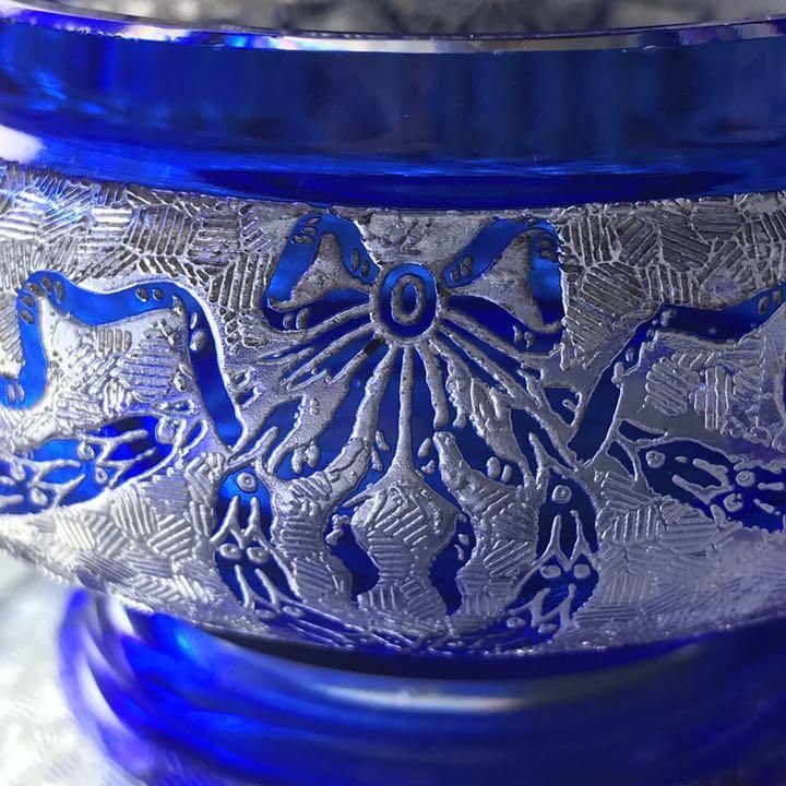 アンティーク オールドサンルイ ボンボニエール コバルトブルー