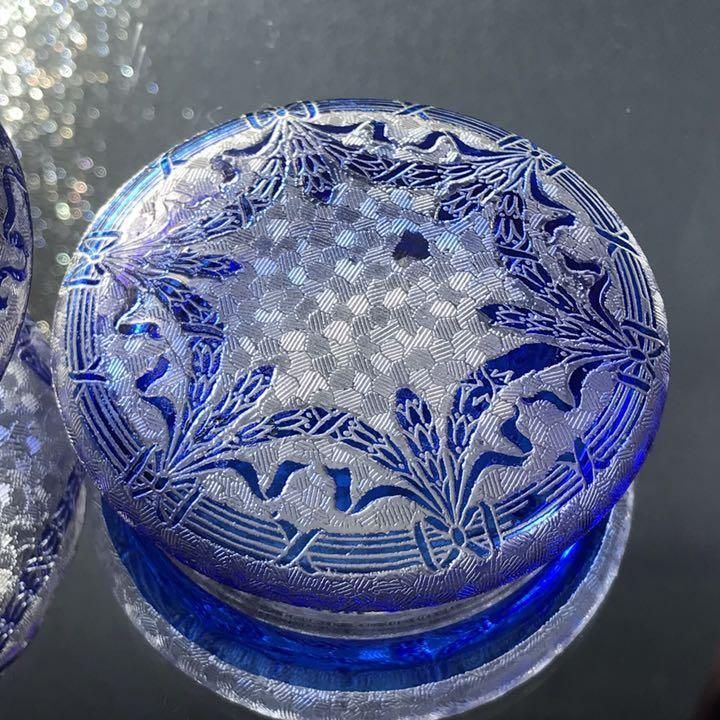 希少♡オールドサンルイSt Louisボンボニエール菓子器☆金彩装飾☆100年前 アンティーク オールドサンルイ ボンボニエール コバルトブルー