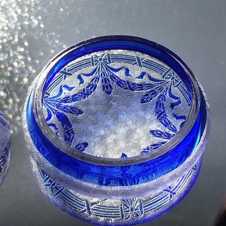 アンティーク オールドサンルイ ボンボニエール コバルトブルー