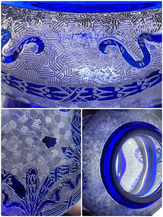 希少♡オールドサンルイSt Louisボンボニエール菓子器☆金彩装飾☆100年前 アンティーク オールドサンルイ ボンボニエール コバルトブルー