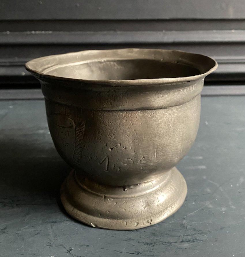 フランス製アンティークピューターボウル美麗錫合金