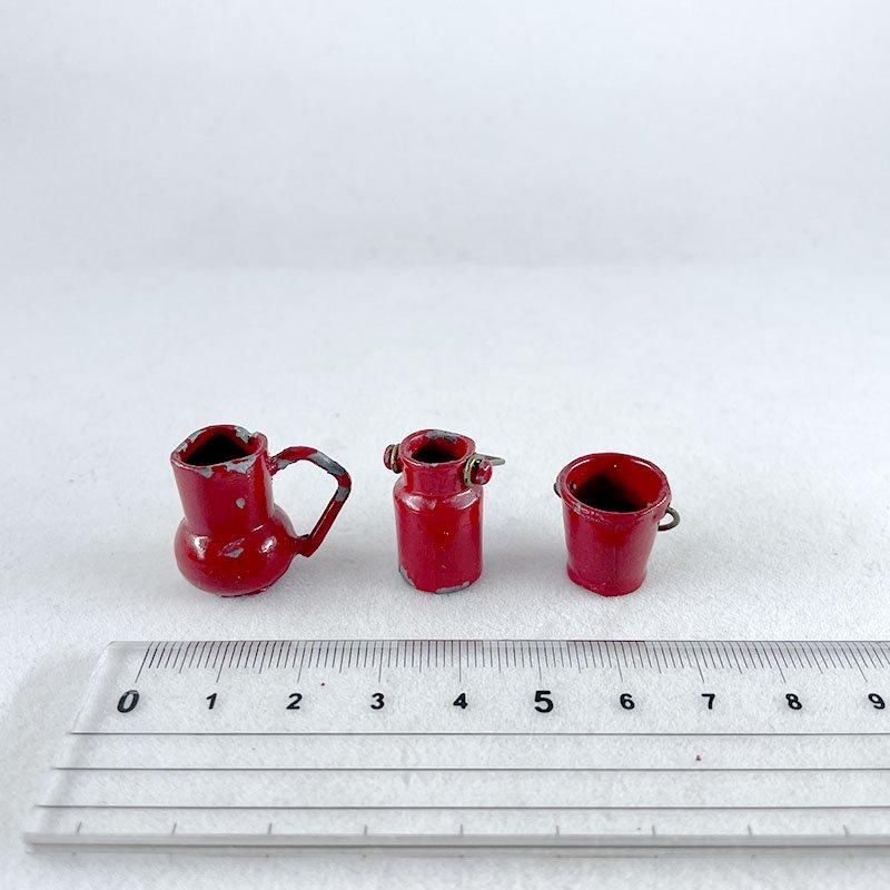 赤ホーロージャグ&バケツ3点セットミニチュアキッチン雑貨