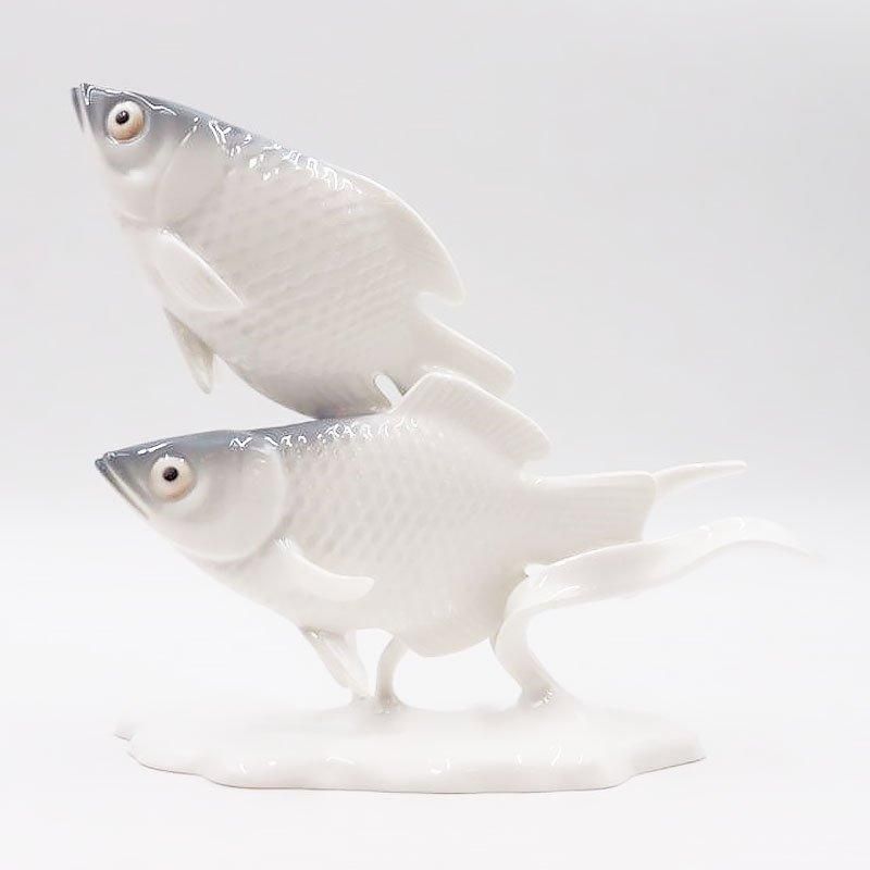 独特な ノリタケボーンチャイナ 魚 骨董 アンティーク オブジェ 置物 工芸品