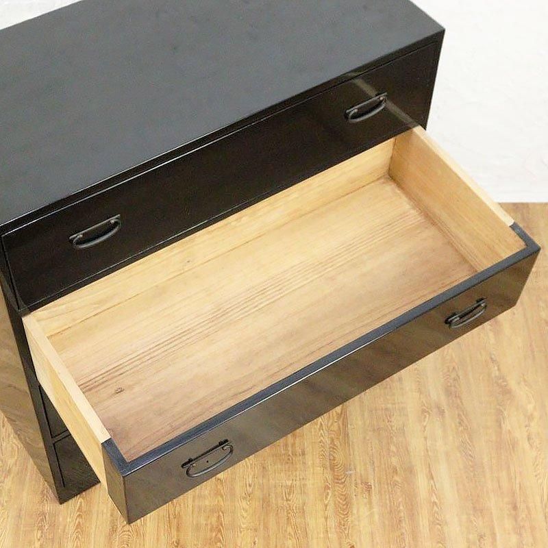 和箪笥　黒い引き出し小箪笥　レトロ　ヴィテージ 総桐黒和箪笥 昭和中期 アンティーク和風インテリア