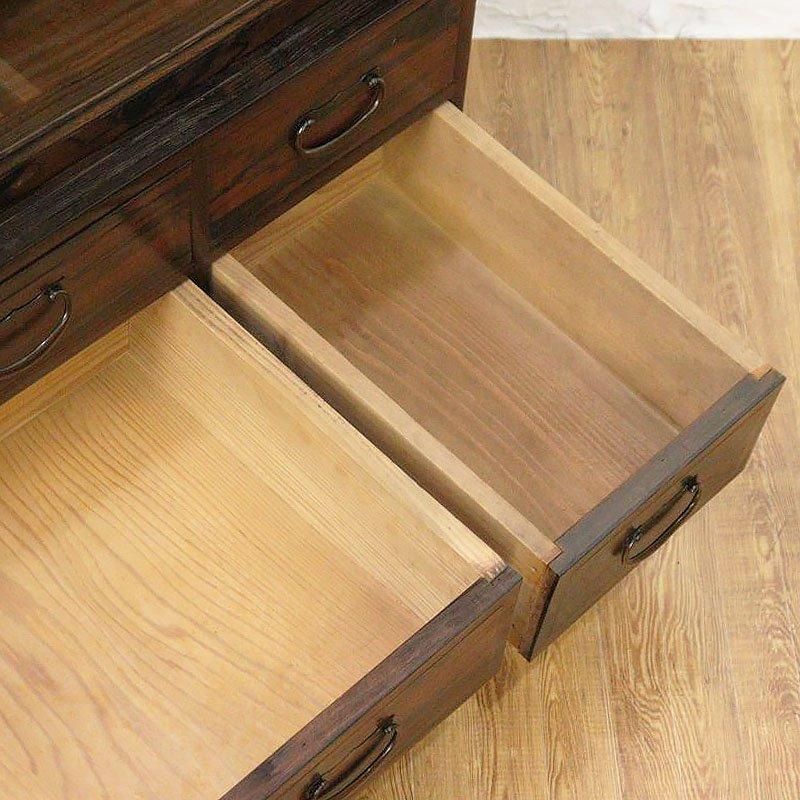 ヴィンテージ 黒檀 引戸ローボード 大正昭和の和骨董